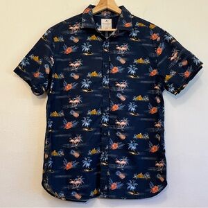 Denim & Flower Ricky Singh, Hawaiian Shirt Slim Fit Flamingo Men’s Size Large
